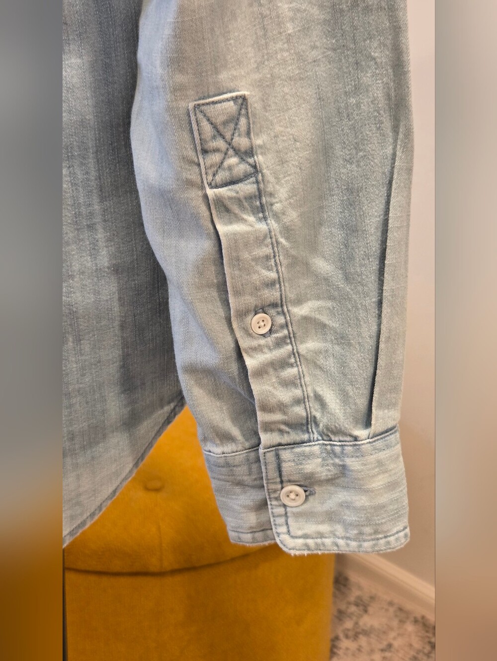 RAILS CLEOPATRA Light Wash Denim Button-Up Shirt with Eye Patch, Size XS. - Picture 9 of 15